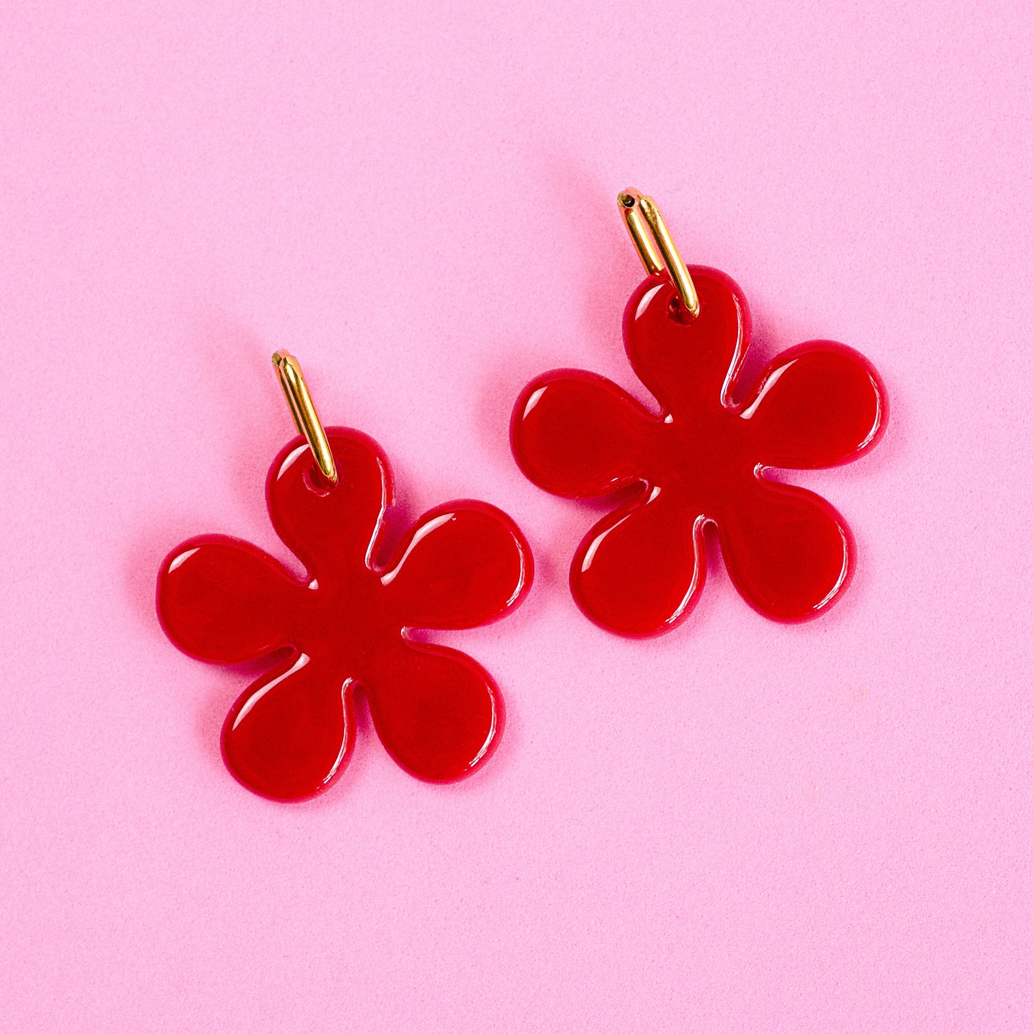Flower Shape Earring, handmade fused glass earring in multiple colors, by Katie Kismet