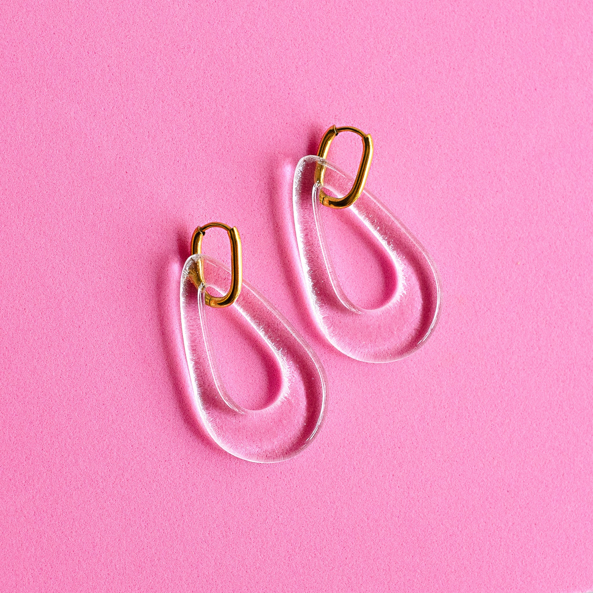 Outline Earring - Drop, handmade fused glass earring in Clear, White and Black, by Katie Kismet
