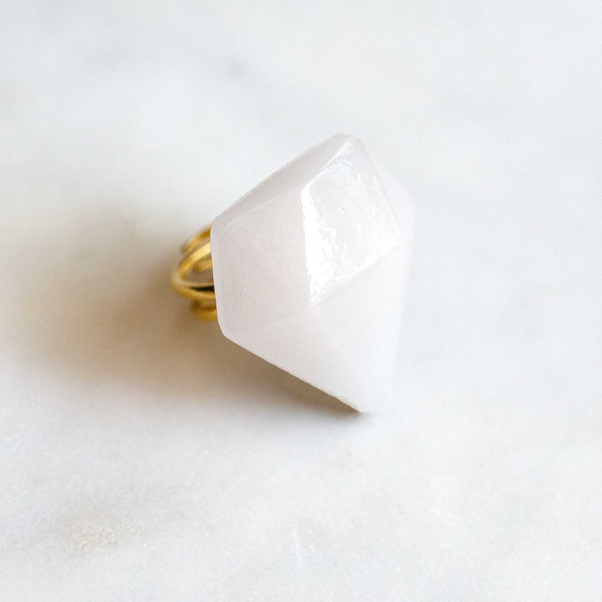 Gem Ring - Diamond, handmade fused glass ring, alternate view, by Katie Kismet