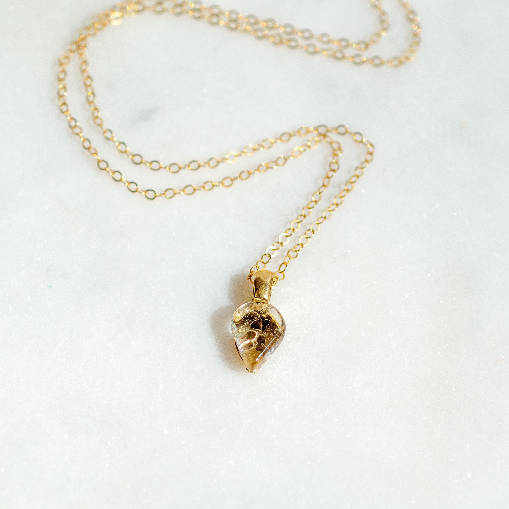 Bud Necklace, handmade fused glass necklace, by Katie Kismet