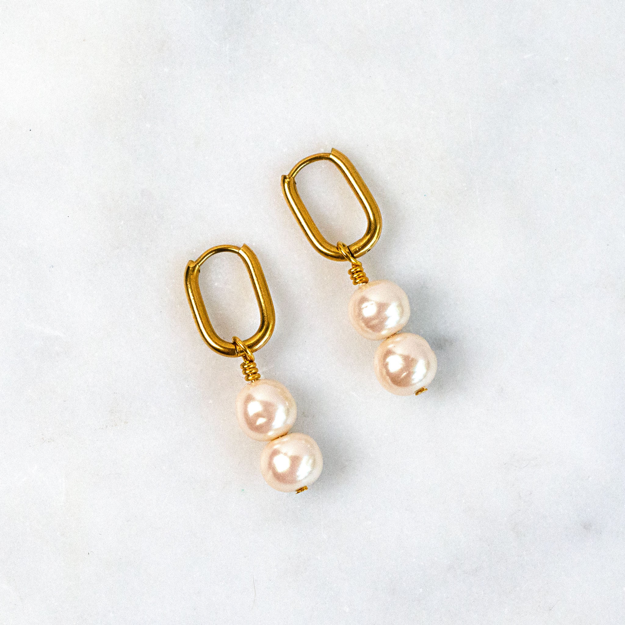 Pearl Drop Earring - Double